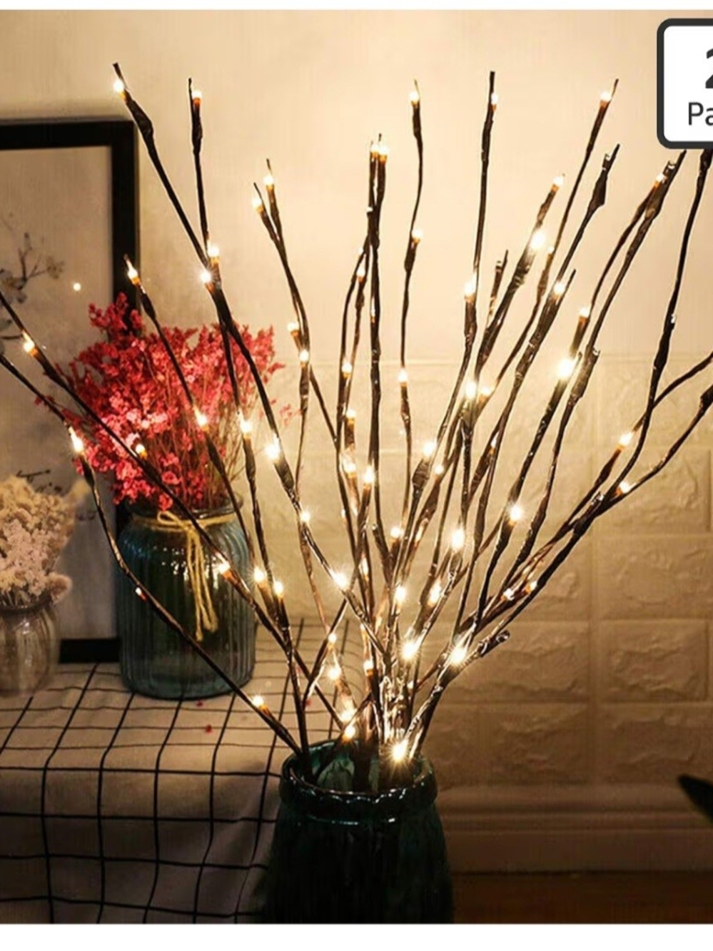 LED Branch Light Stems in Brown with Warm White LEDs